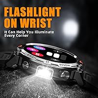 Vista 4 de Relojes inteligentes militares para hombres con GPS integrado con brújula linterna LED, reloj inteligente táctico resistente al agua 3ATM con texto