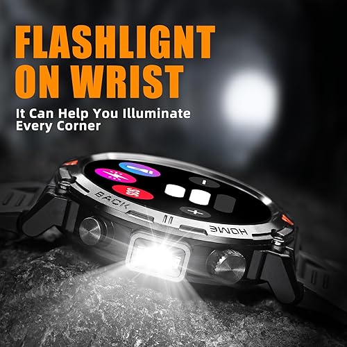 Miniatura 4 de Relojes inteligentes militares para hombres con GPS integrado con brújula linterna LED, reloj inteligente táctico resistente al agua 3ATM con texto