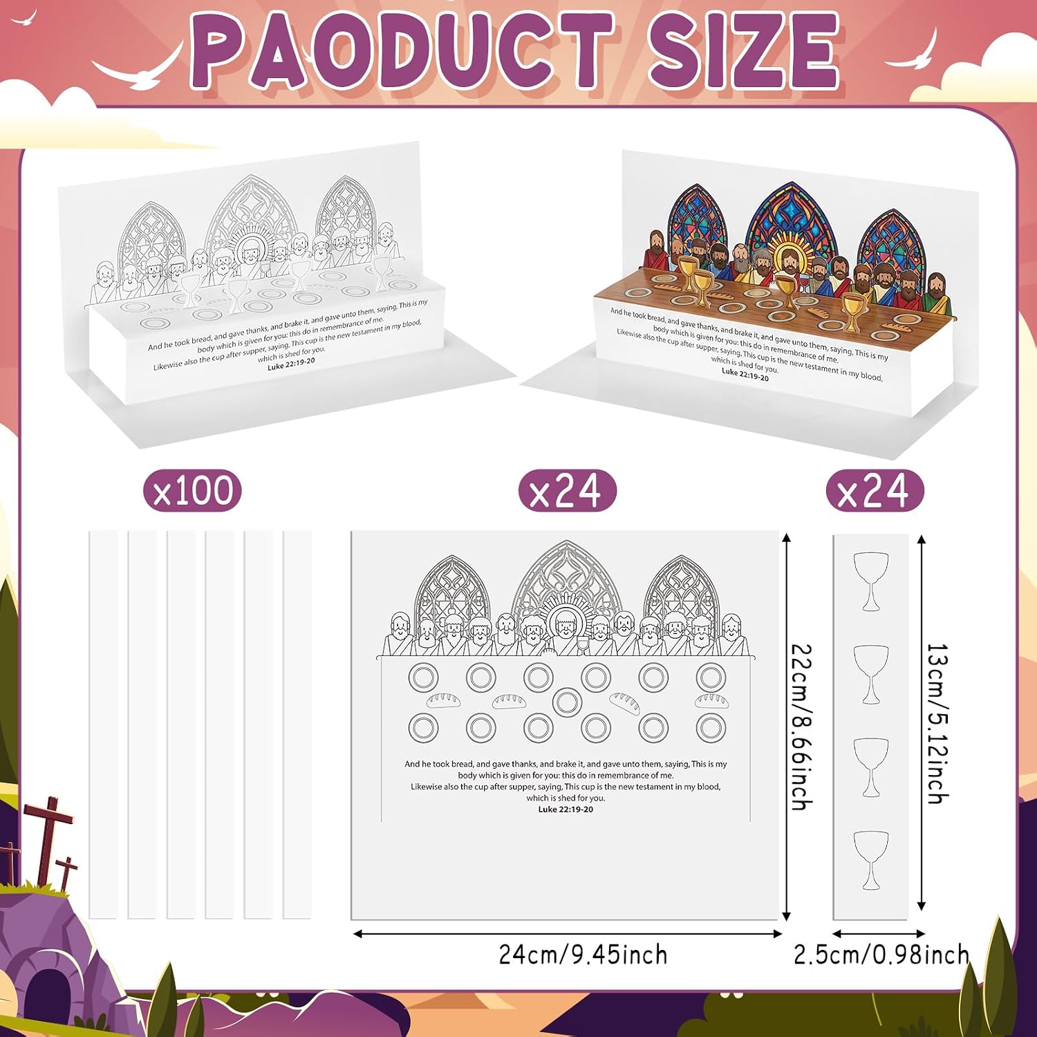 Motiskyy 24 Sets Last Supper Themed Craft Kit Religious Easter Crafts Coloring Your Own Maundy Thursday Card First Communion Bible Activity for Christian Sunday Church Holy Week Party