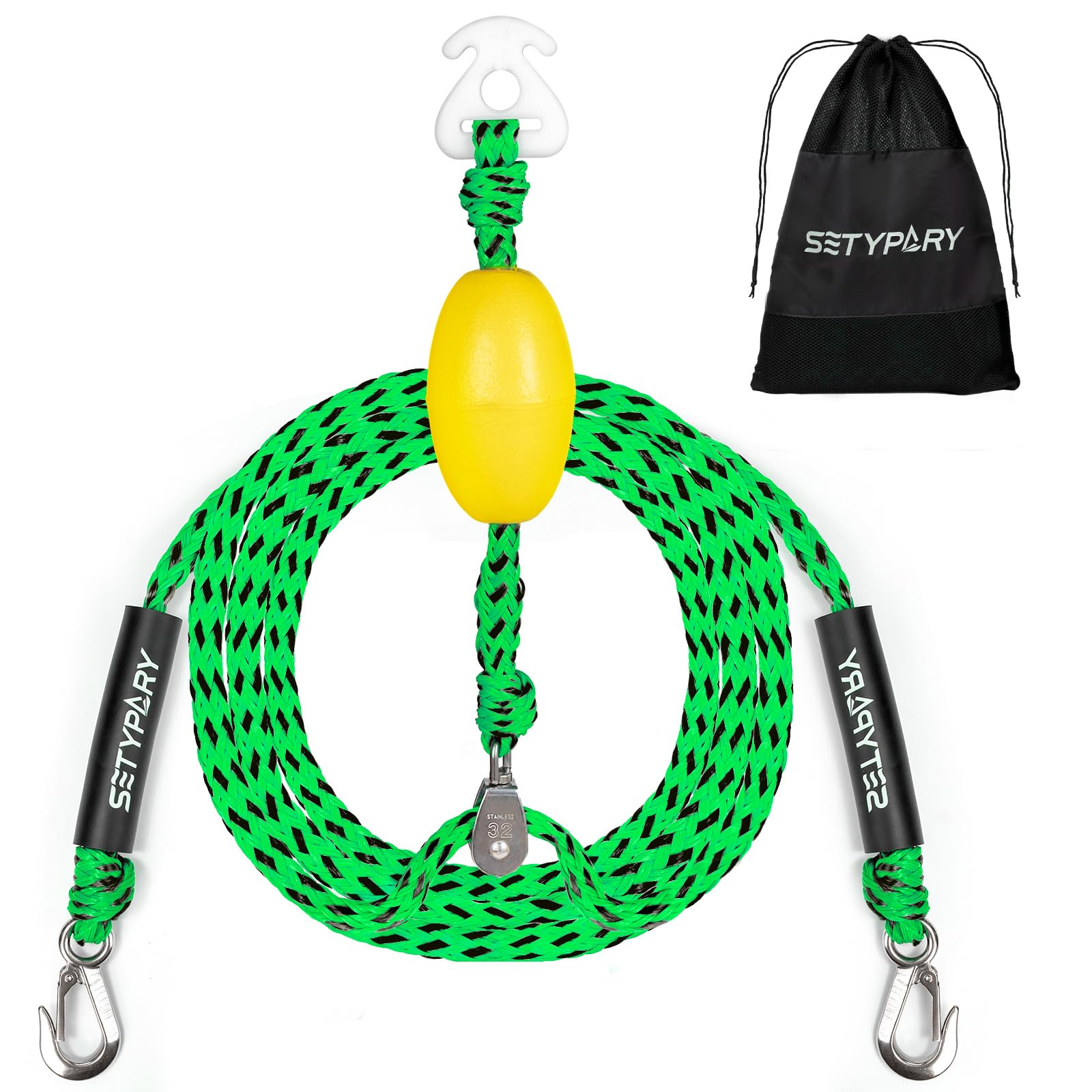 SETYPARY Boat Tow Harness for Tubing, Self Centering Tow Harness for 1-4 Riders Towable Tubes, Floating Boat Tow Rope for Watersports