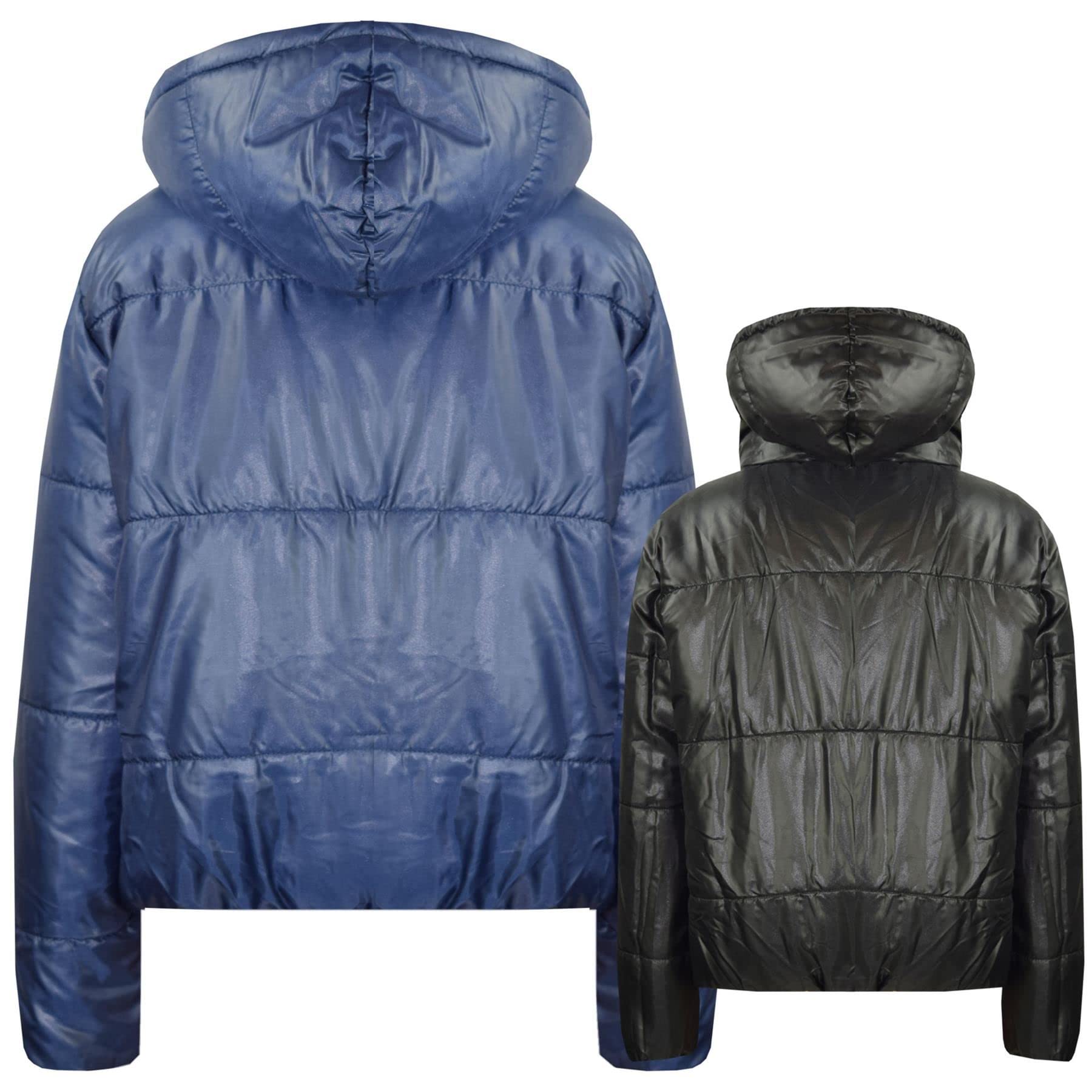 A2Z 4 Kids Dziewczyny Chłopcy Kurtka Dwustronna, Krótka, Z Kapturem, Wyściełana Podszewką Kurtki Puchowe - Reversible Jacket 492 Navy 5-6.