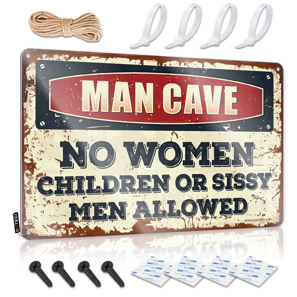 Man Cave Rules Decor Decore | Western Bathroom Present Decorative Wall Art(20X30CM)
