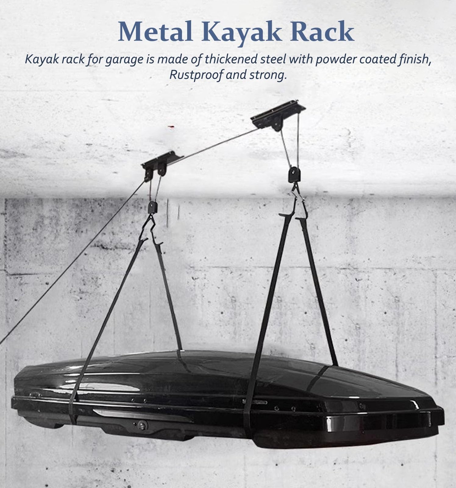 Estante de almacenamiento para kayak, sistema de polea de techo para un almacenamiento eficiente, elevador que ahorra espacio para kayaks, canoas, bicicletas y escaleras, ideal para organización de