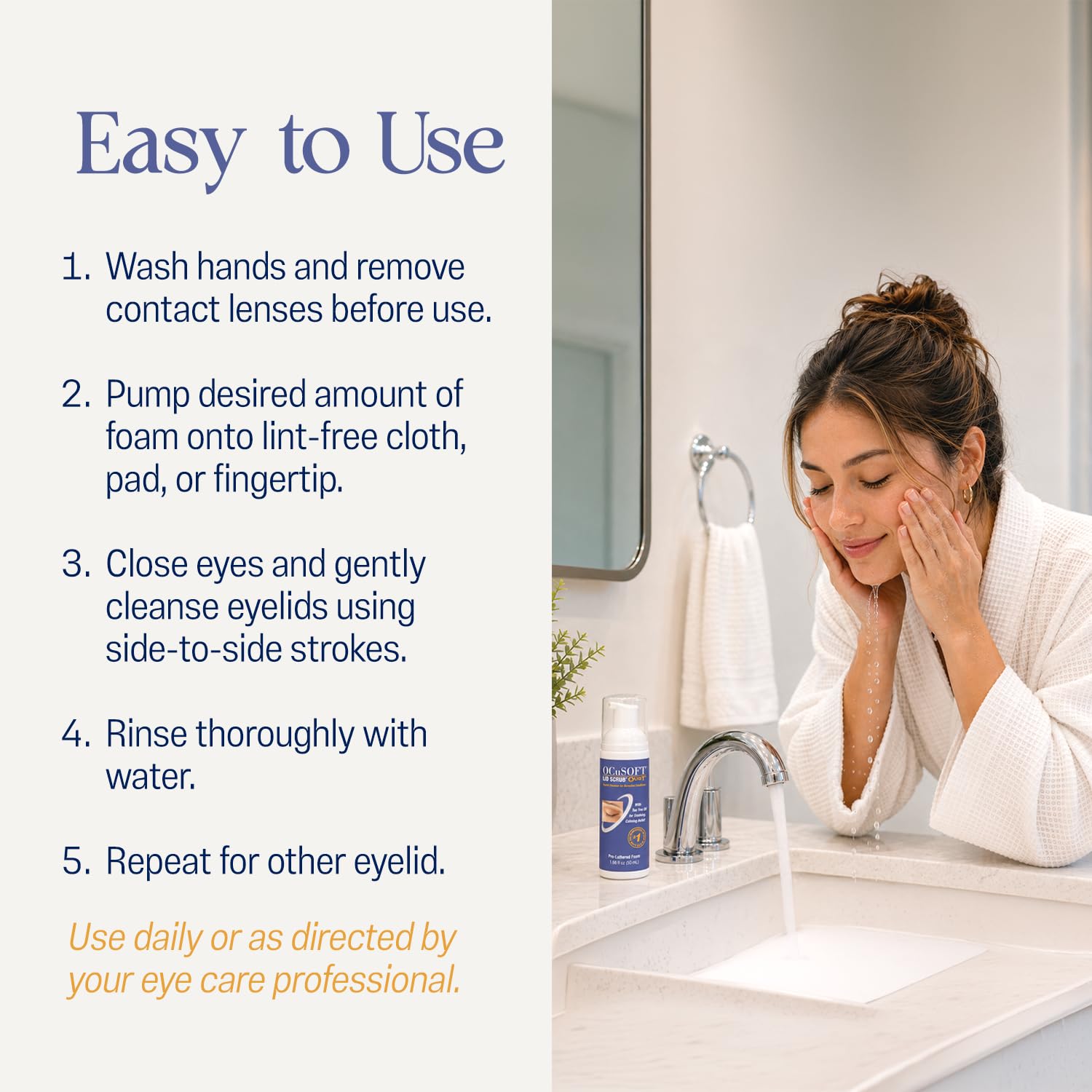 OCuSOFT Oust Demodex Cleanser - Limpiador de espuma extra fuerte, 50 ml, aceite de árbol de té, limpiador de espuma para párpados irritados, asociado con ácaros Demodex