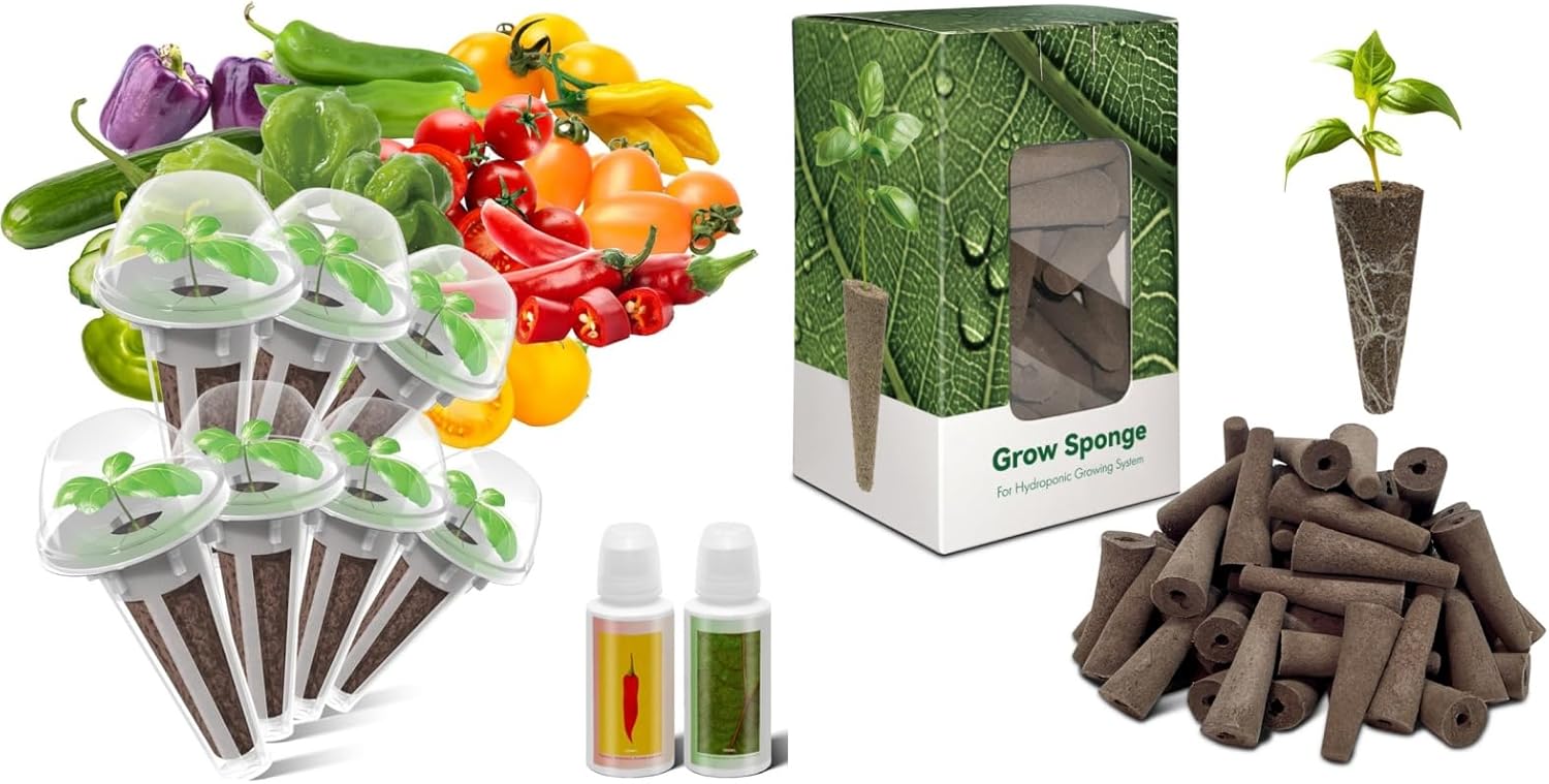 inbloom Salsa Seed Pod Kit Compatible with Aerogarden and 50 Pcs Grow Sponges for Replacement