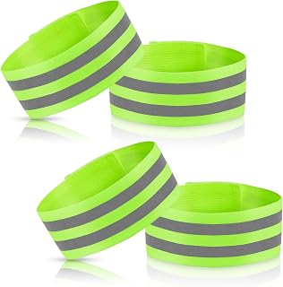 4 Pack High Visibility Reflective Bands for Arm, Wrist, Ankle & Leg – Adjustable Elastic Safety Straps for Night Running, Walking, Cycling – Reflective Gear for Men & Women