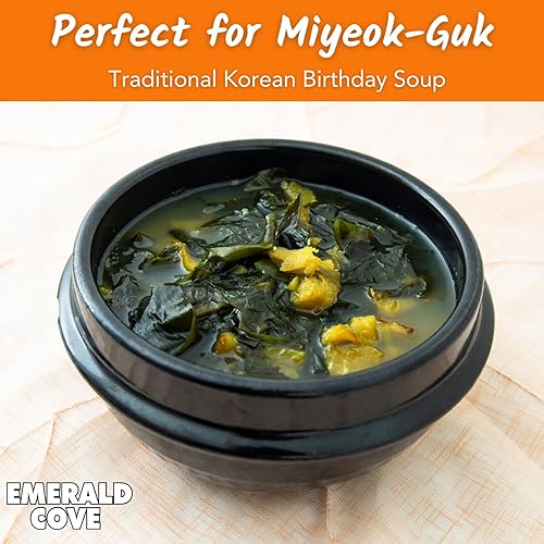 Miniatura 6 de Emerald Cove Pacific Wakame listo para usar, algas secas precortadas, perfectas para sopa de miso, ensalada de algas, Miyeok Guk, naturalmente sin
