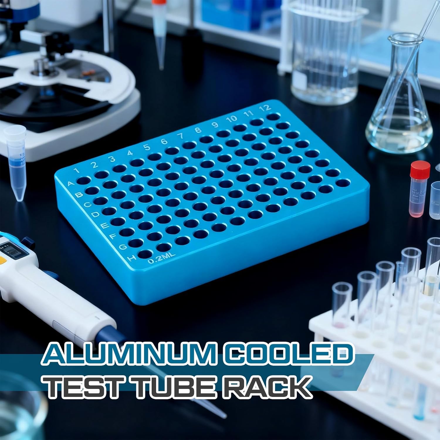 1 Pcs Dual Size Aluminum PCR Cooler-PCR Tube Cooler-96 Wells Lab Grade Thermal Module with Non Slip Base (for 0.1ml/0.2ml Tubes)