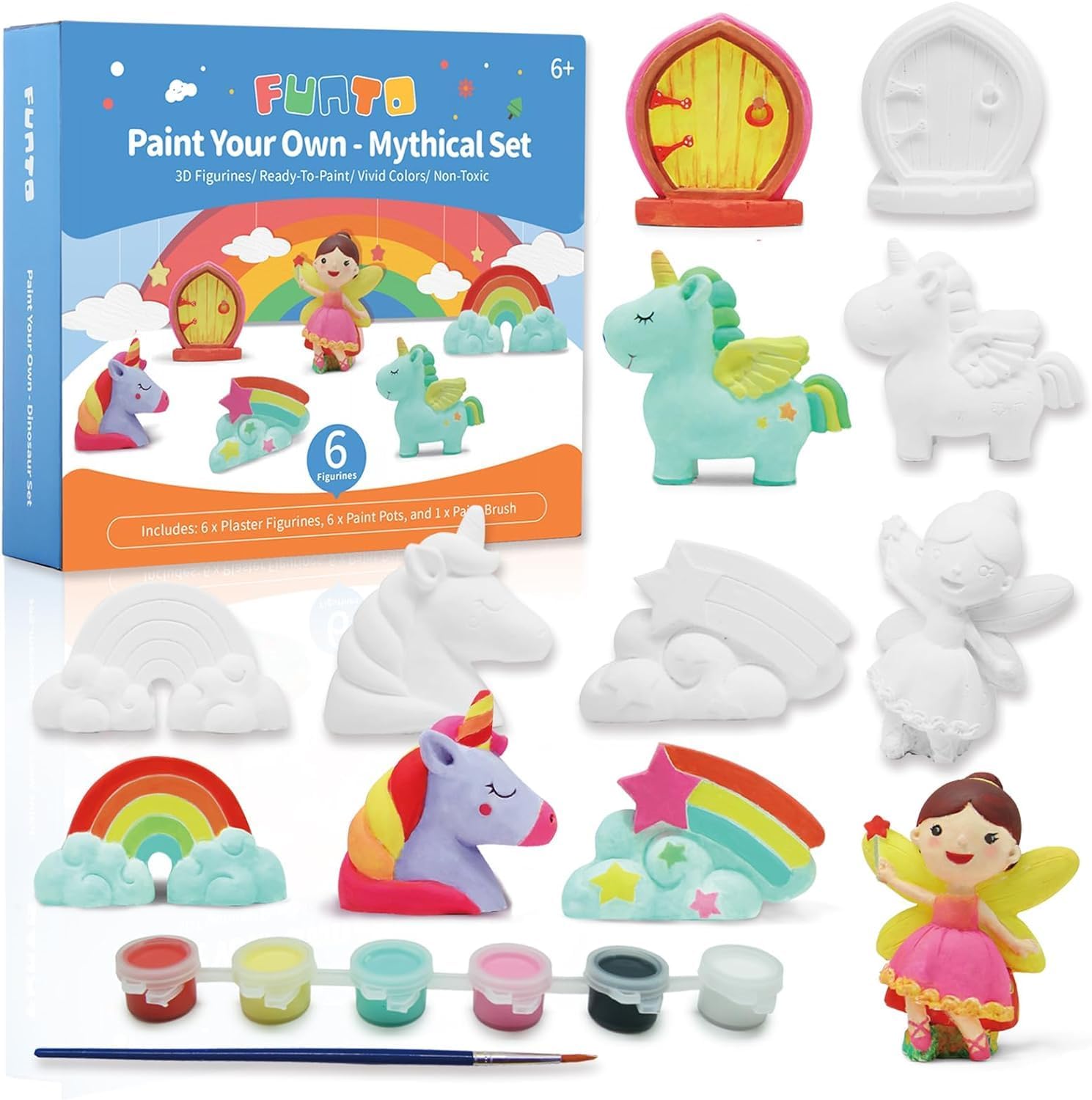 - Paint Your Own Unicorn Painting Kit, Arts and Crafts Set, STEAM Project Creative Activity DIY Toys, with 6 Figurines, 6 Paint Pots, 1 Brush