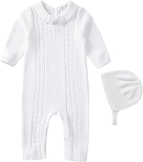 Baby Boy's Christening Baptism Outfits Suit with Hat，Cross Detail