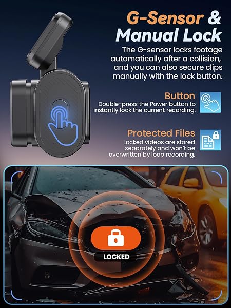 Dash Cam Front and Rear 4K+1080P, 5GHz WiFi, Dual Dashcam with 64GB Card, App Control, 1.47" IPS Screen, 24H Parking Mode, Night Vision, 170° Wide Angle, G-Sensor, WDR, Car Camera (C3) - 4