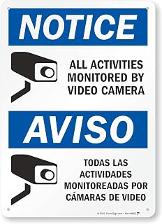 SmartSign "Notice - All Activities Monitored by Video Camera" Bilingual Sign | 10" x 14" Aluminum
