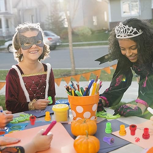 Miniatura 6 de CCINEE 50 sellos surtidos de Halloween, bonitos sellos de dibujos animados para niños, regalos de fiesta de Halloween, dulce o truco, bolsas de