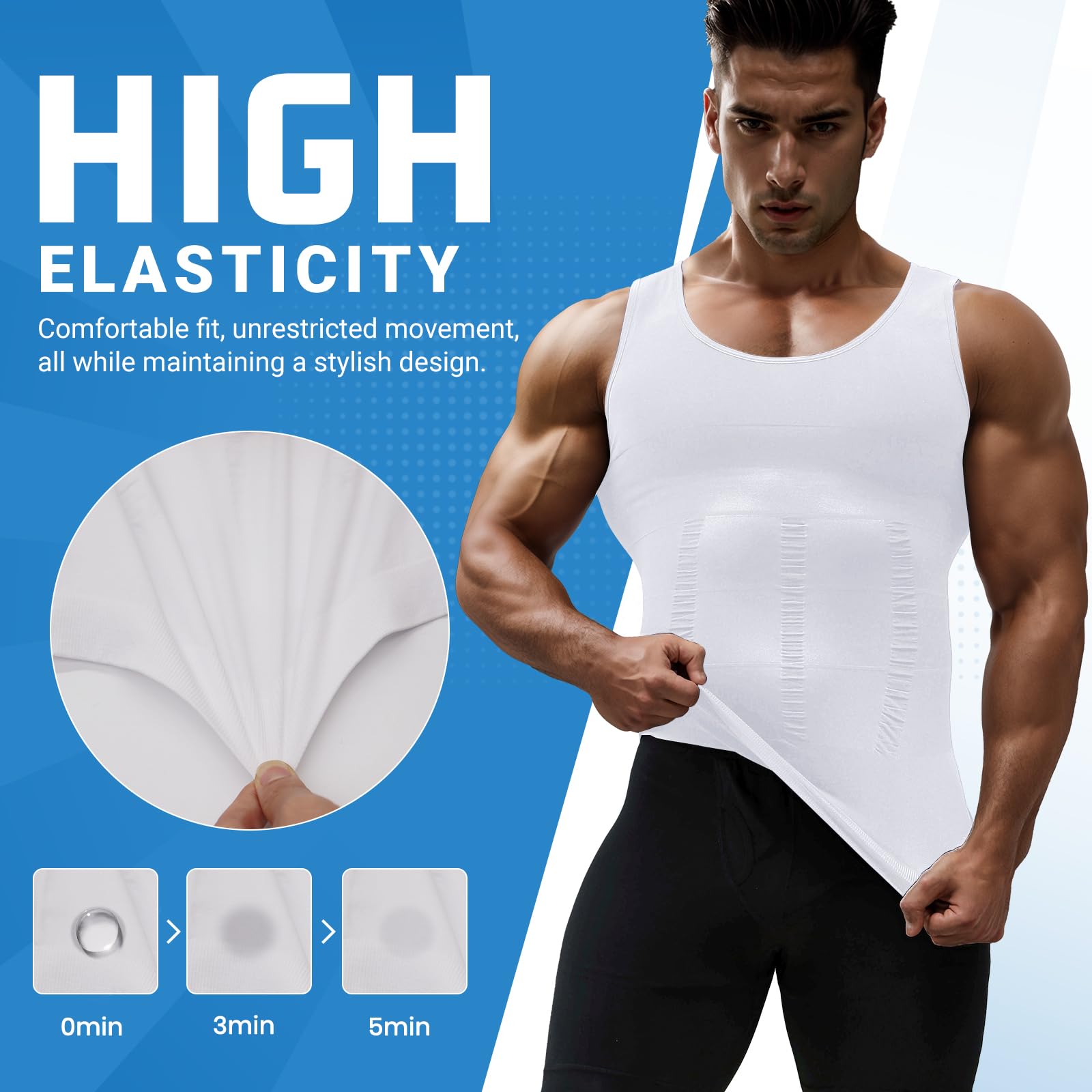 MEETYOO Slimming Undershirt Shapewear Gynecomastia Compression Shirt Men Body Shaper