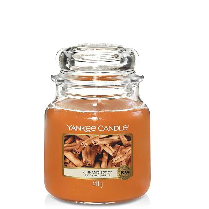 Yankee Candle Candela profumata in giara media, Bastoncino di cannella, Durata Fino a 75 Ore
