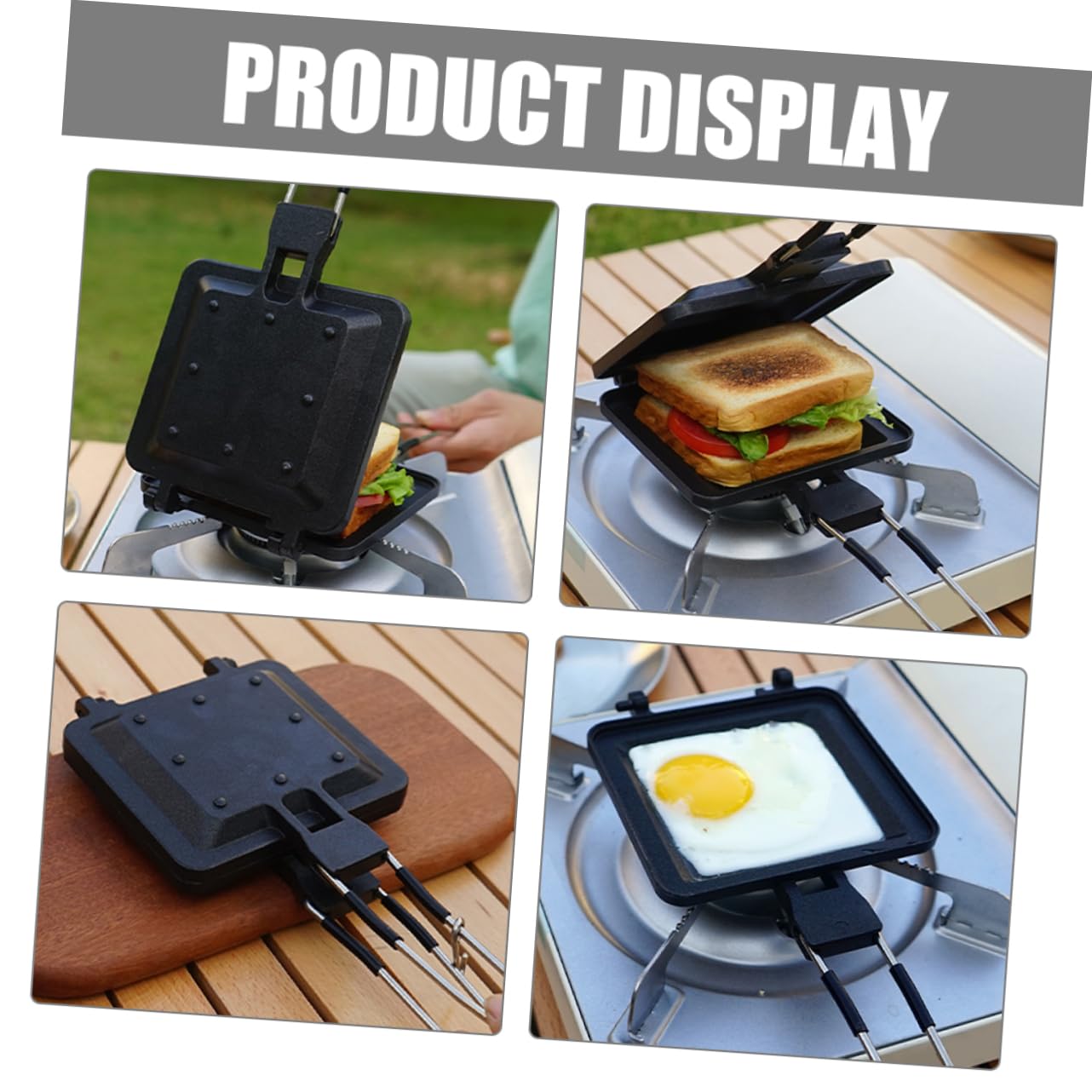 Cabilock Poêle Antiadhésive Double Face À Poignée Ergonomique Pour Sandwichs Et Machine À Sandwichs Presse À Sandwich Gadget De Cuisine Plaque De Cuisson À