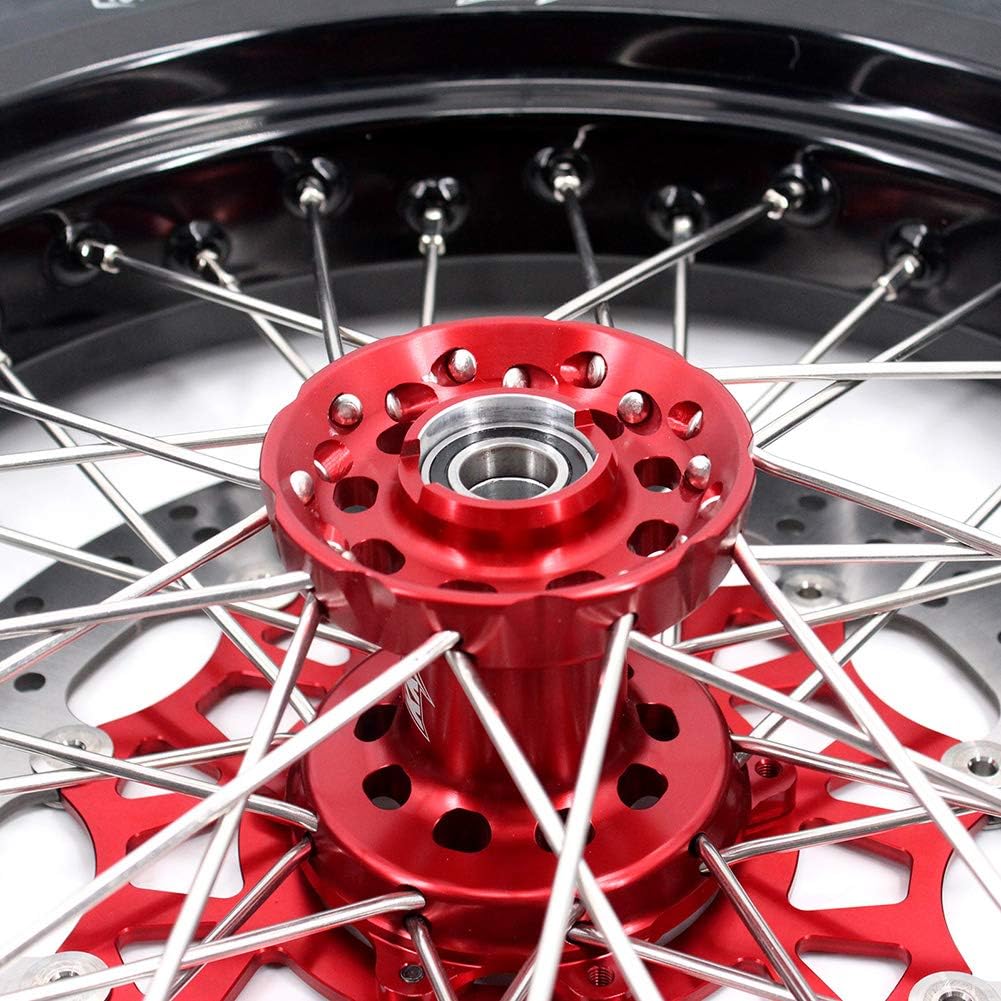 KKE 3.5/4.25 Supermoto Wheels CST Tire For XR650L 1993-2025 17 Inch Rims Red CNC Hubs
