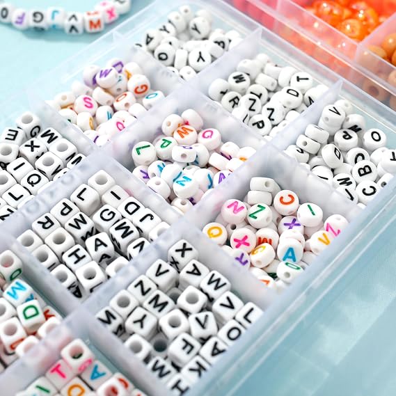 1977Pcs Pony Beads Kit for Bracelet Making - Kandi Craft Pieces with Letter Beads, Elastic String DIY Jewelry Supplies for Girls Kids Friendship Maker Hair Decor Necklace & Creative Beading Art Charms