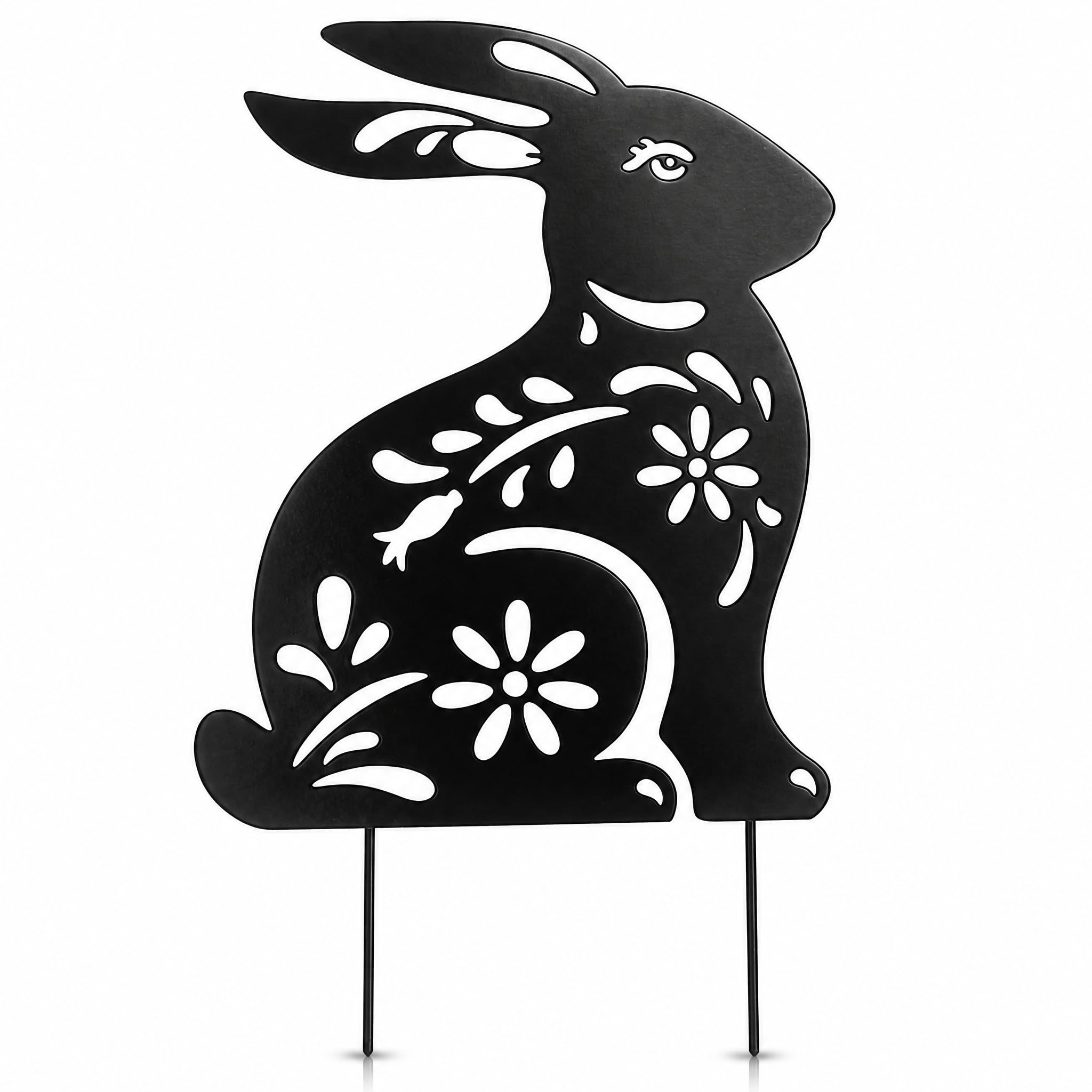 Piquet de jardin lapin en métal pour embellir une allée accueillante et une cour fleurie