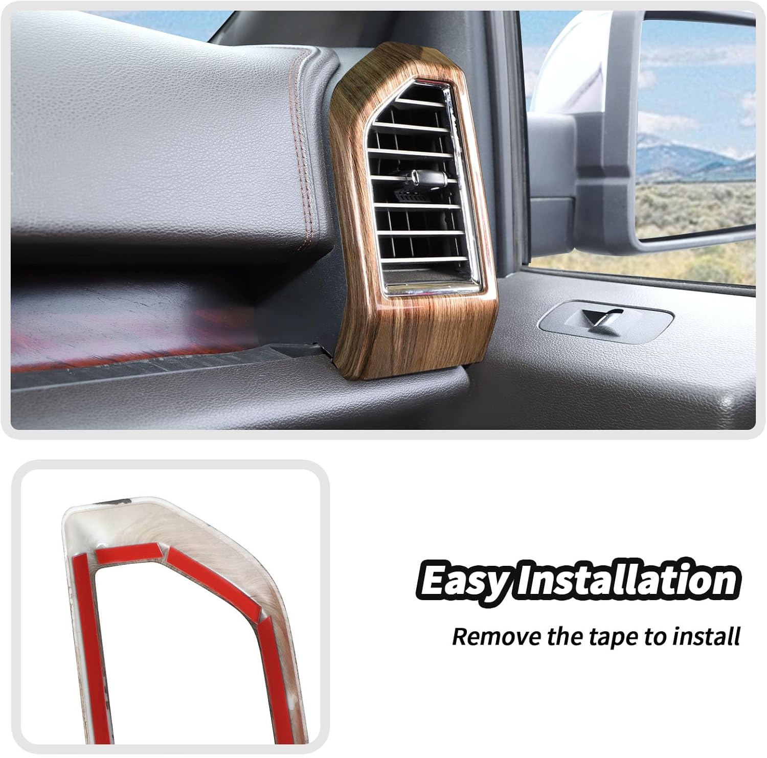 JeCar Wood Grain Dash Vent Cover Trim for Ford F150 2015 2016 2017 2018 2019 2020