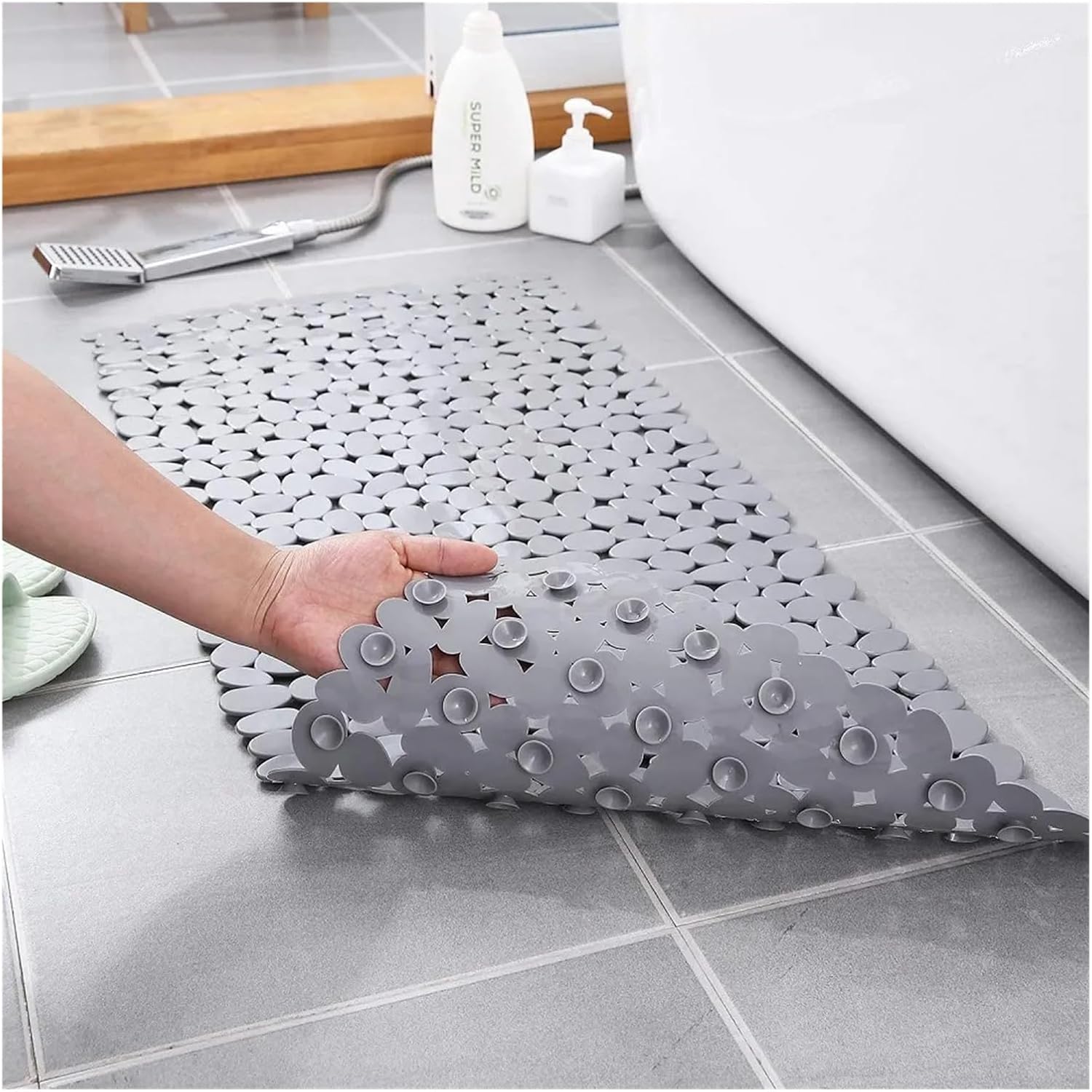 Until You NonSlip Bath Tub Shower Mats Pebble Shape Machine Washable Bathtub Mat