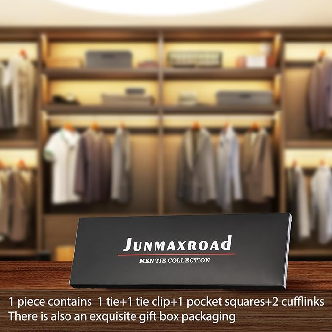 Juego de Corbata para Hombre con Pañuelo Clip y Gemelos Regalo miniatura 5