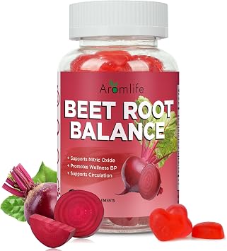 Aromlife Beet Root Balance Gummies for Circulation & Nitric Oxide, Beet Heart Gummies with 150mg Grape Seed Extract, 60 Count Vegan Sugar-Free Strawberry Flavor Gummy for Men Women