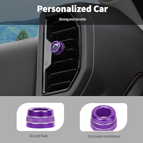 Miniatura 7 de Linskip Fundas de aluminio para perilla de ventilación compatibles con Ford Bronco Sport 2021 2022 2023 2024, kit de molduras de perilla de