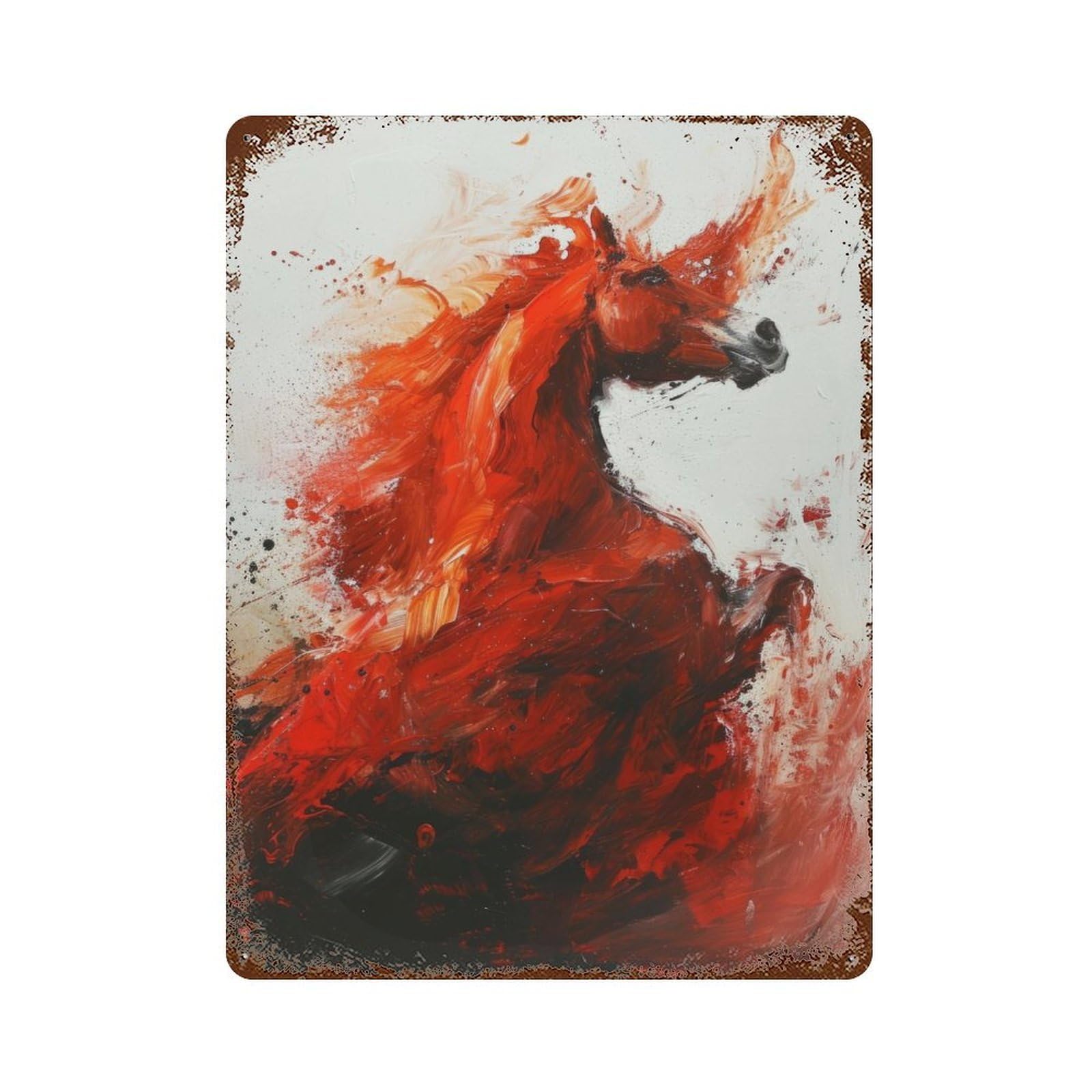 Fiery Equine Art 15.7"x11.8" Rustic Tin Plaque, Industrial Home Decor for Farmhouse, Kitchen And Entryway Decor