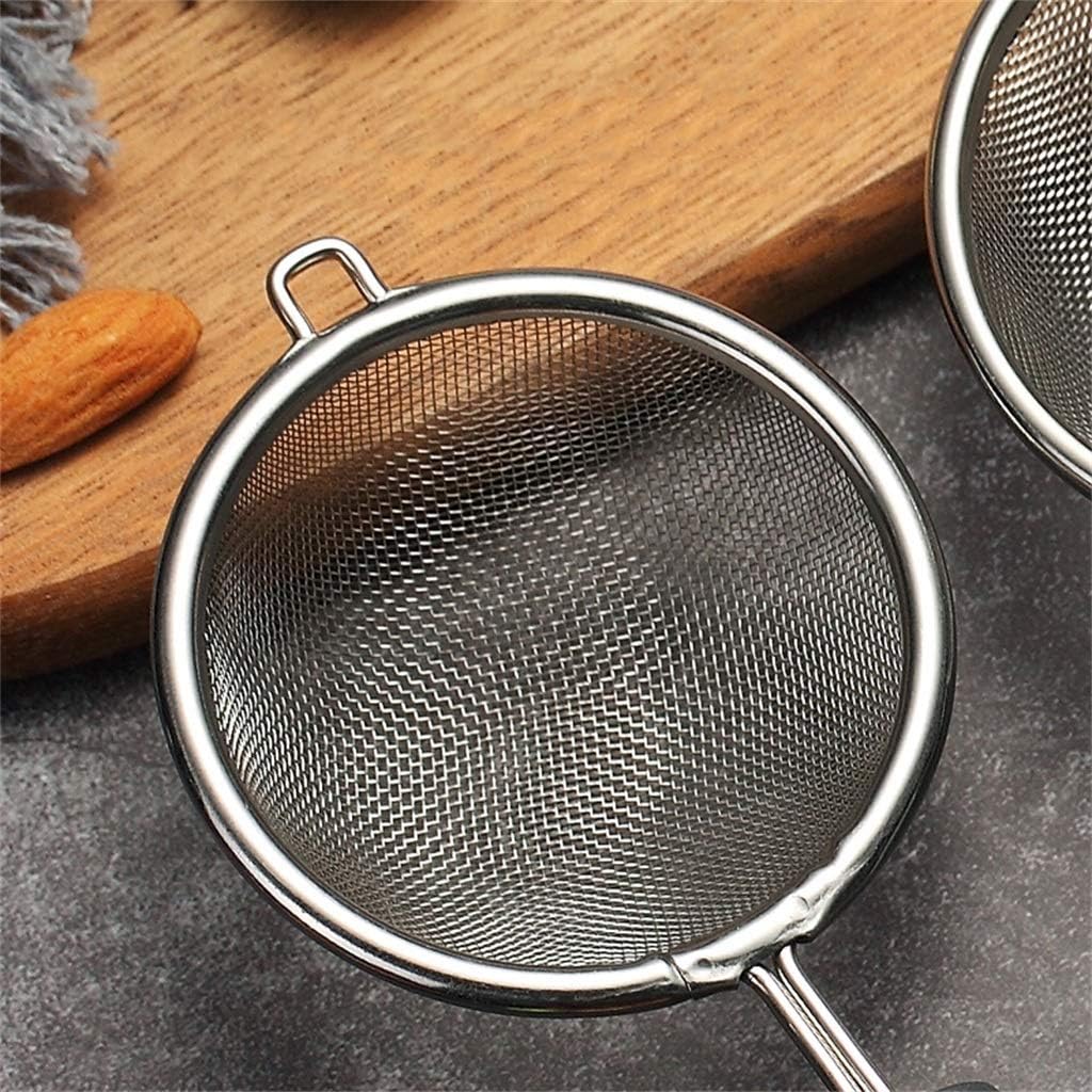 Fine Mesh Kitchen Sifter Filter Screen Stainless Steel Colander For Noodles Oil Fruit Juice, Set Of 2 (Size : S)