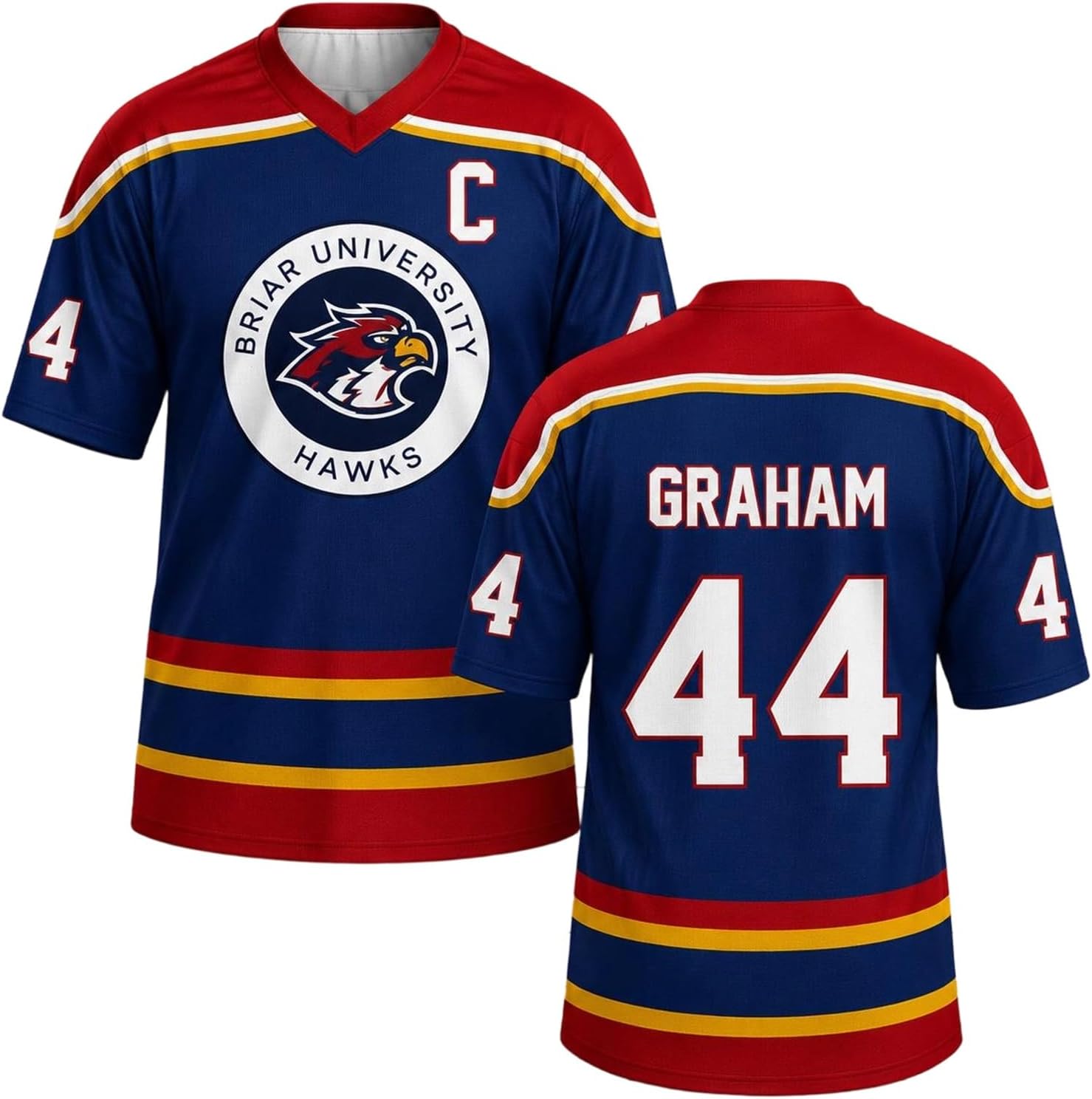 Off-Campus Short Sleeve V Neck Hockey Shirt Graham 44 & Logan 22 & Tucker 46 & Di Laurentis 66 Jersey Shirts, S-4XL