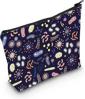 LEVLO Microbiology Bacteria Makeup Bag Science Art Biologist Reusable Book Cosmetic Bag Gift for Teacher (Microbiology)