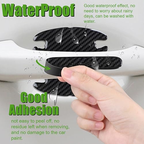 Miniatura 5 de WSSROGY 20 piezas de fibra de carbono antiarañazos para manija de puerta de coche, protector de vasos, película protectora universal para la mayoría