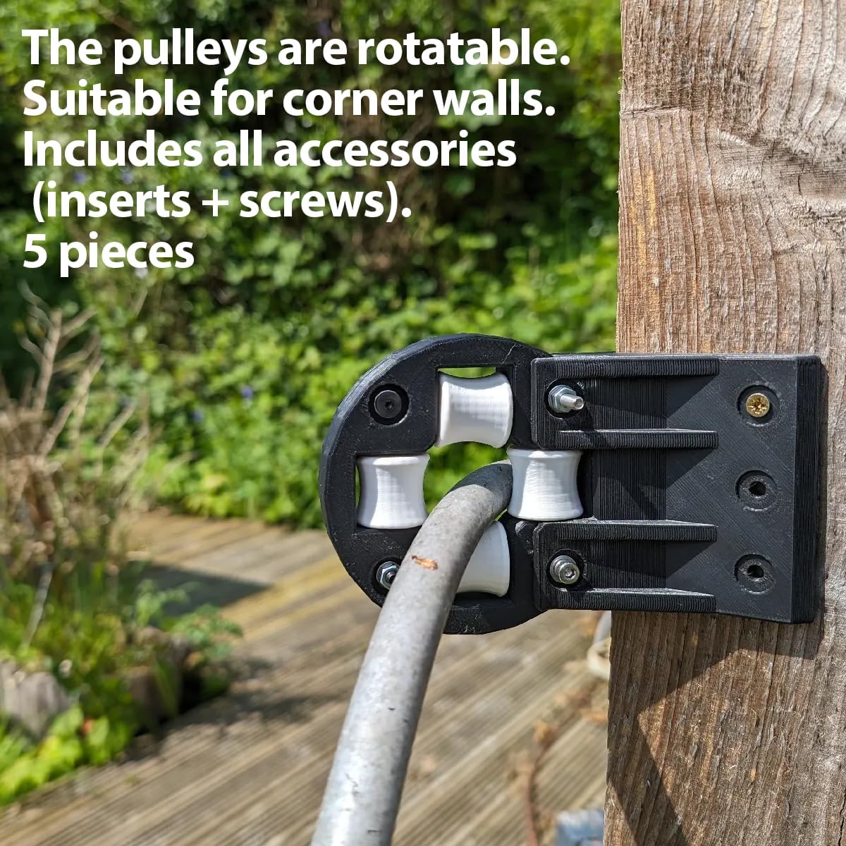 5Pcs-Wall Mount & Corner Mount Garden Hose Roller Guide for Flexzilla/Flexon & Most Hose Brands - Hose Protector, Prevents Kinks & Tangles, Easy Installation for House/Garage/Shed-5Color (white)