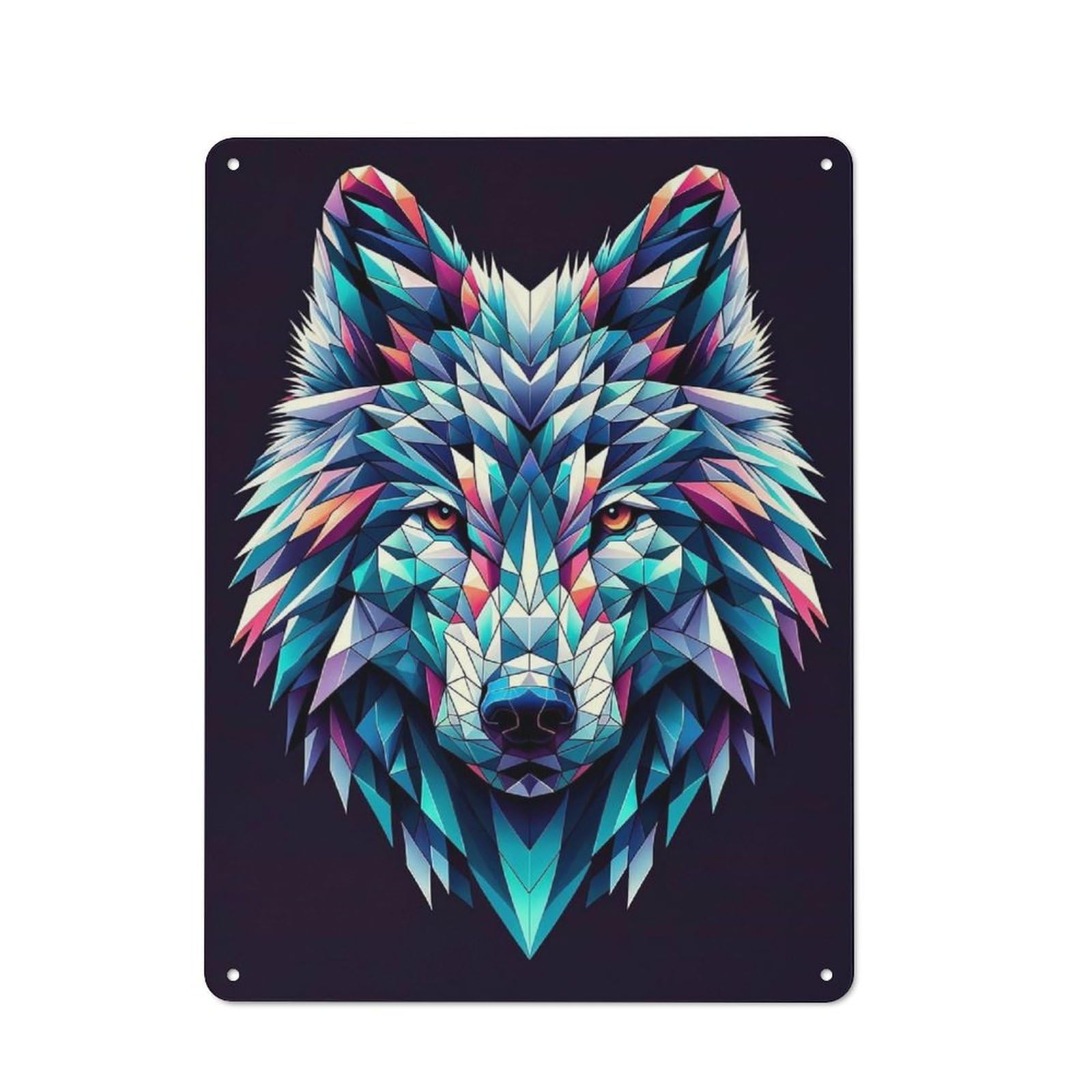 Nostalgic Geometric Wolf Decorative Tin Sign 40x30cm, Vintage Wall Decor for Lounge, Study, Pub Or Wall Gallery
