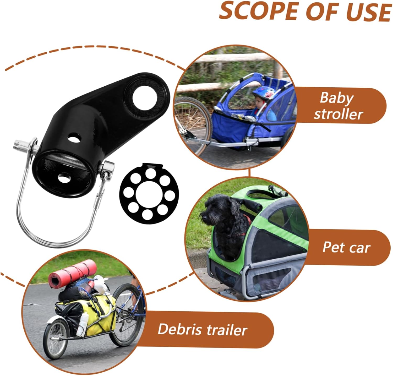 POPETPOP 5sets Bike Hitch Coupler Pet Trailers Trailer Attachment Easy to Install Bike Accessories for Compatible