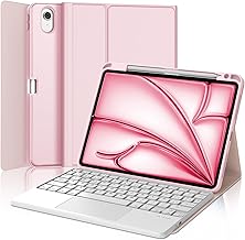 FOGARI Keyboard for iPad Air 11 Inch M2/M3 with Touchpad, Case with Spanish Ñ Keyboard for iPad Air 11 M2/M3 2024/2025 Bluetooth with Trackpad, Pink