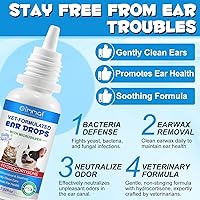 Vista 9 de 2 gotas de tratamiento para infecciones de orejas de perros y gatos, gotas de limpieza de oídos para mascotas con hidrocortisona al 1%