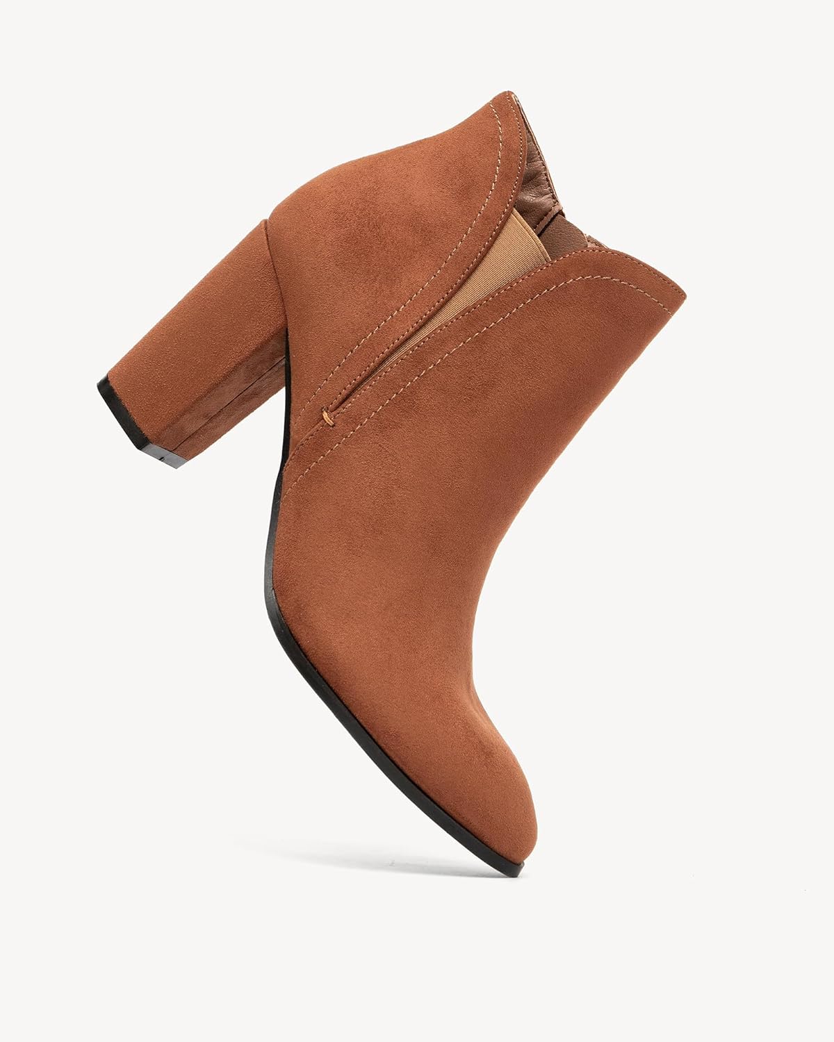 NEWBELLA Women's Suede Ankle Boots - Pointed Toe Chunky Heel Vintage Dress Booties - Image 4