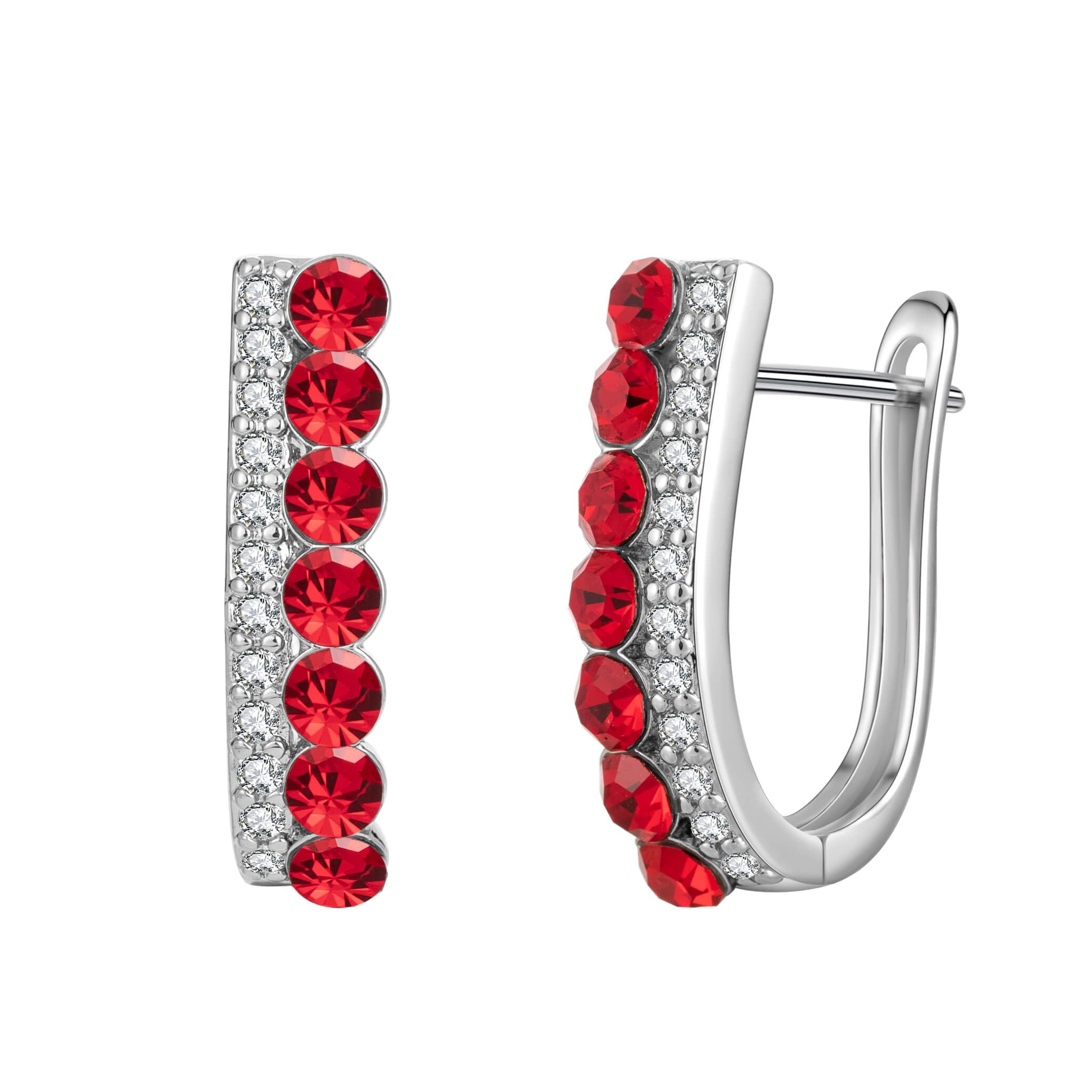 EVEVIC Austrian Crystal U Shaped Huggie Earrings for Women,14K White Gold Plated Hypoallergenic Small Hoop Earring Jewelry Gifts