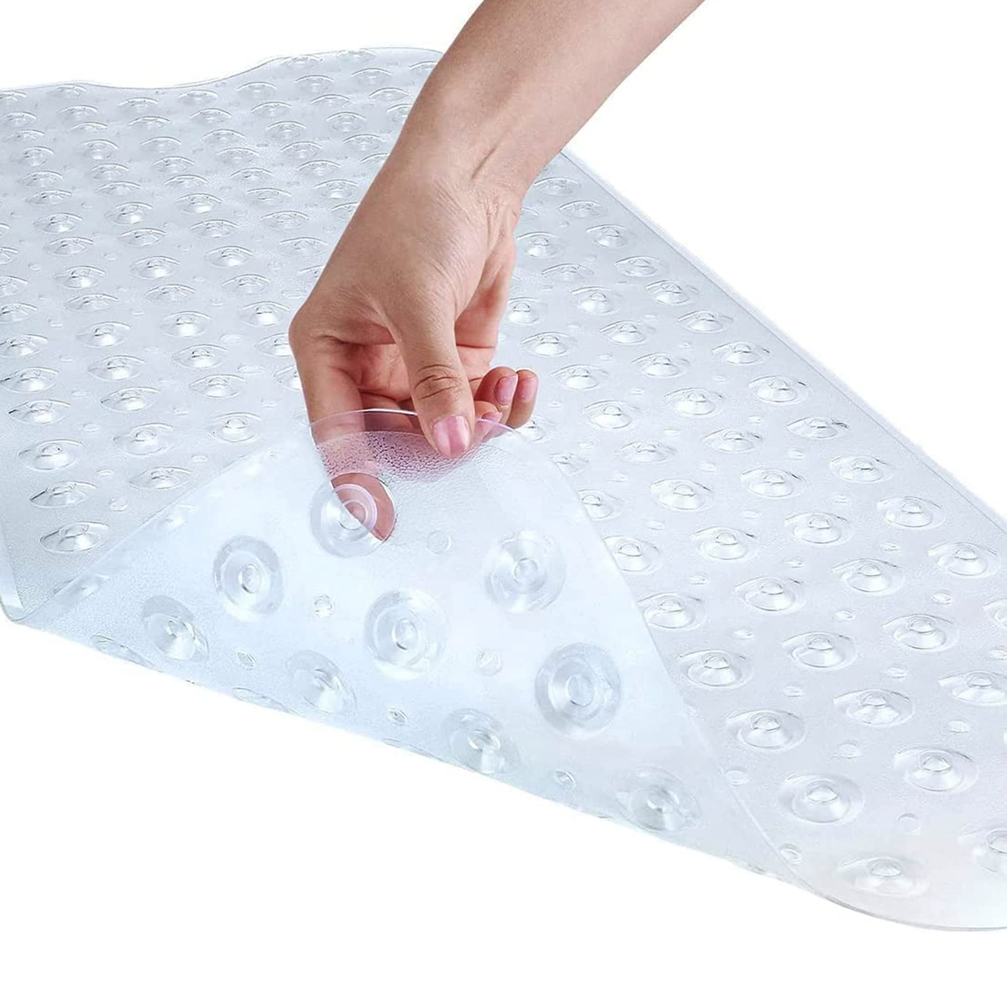 Sulfar Large Bath Mat | Non-Slip Shower Mat with Suction Cups | Soft Rubber, Anti-Mold & Bacteria Resistant | Ideal for Bathtub & Bathroom – 1 Pc, White