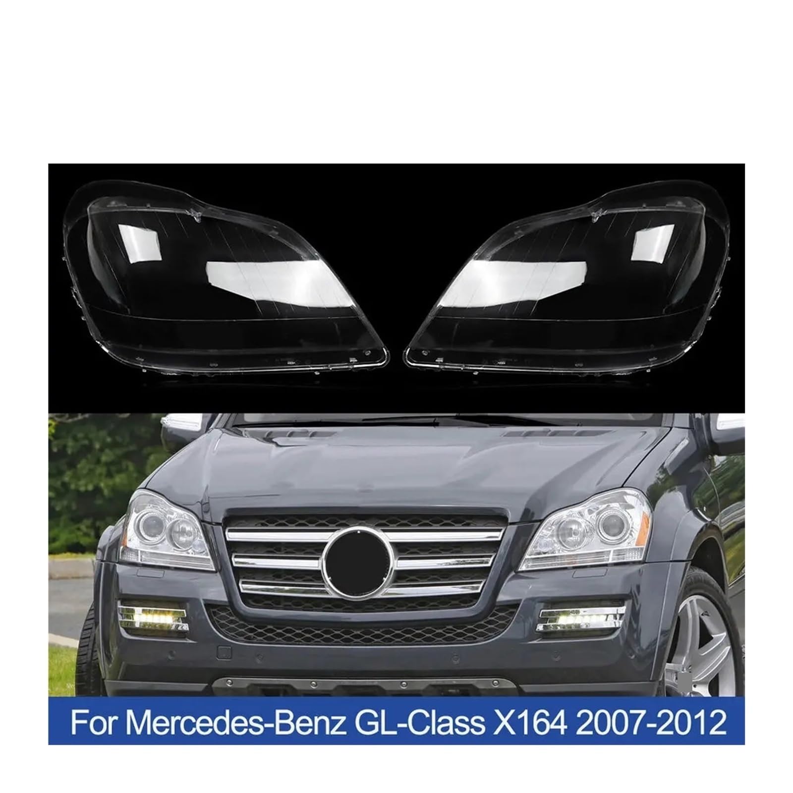 Windzerdong For Mercedess-Benzs GL-Class X164 2007-2012 Headlight Lens Cover Headlamp