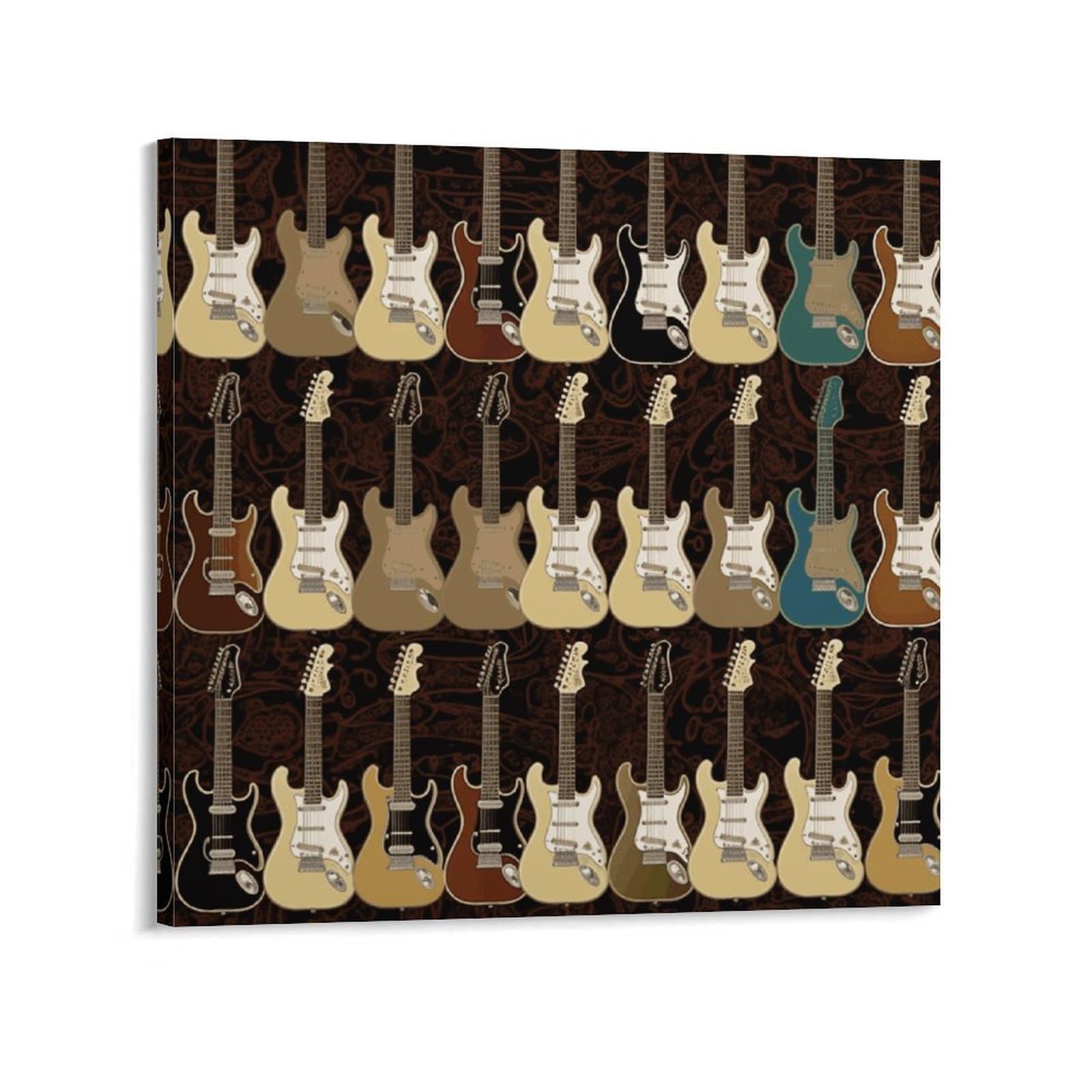 KLOPH Art Guitar Pattern Canvas Wall Art for Living Room 10x10inch Modern Artwork Painting for Bathroom Hanging Canvas Prints Aesthetic Wallart for Bedroom Kitchen Office Wall Decor