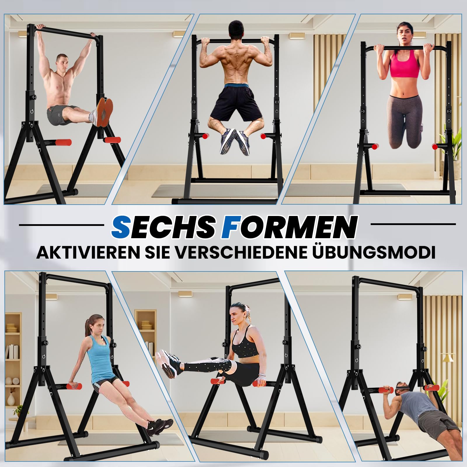 DOBESTS Faltbar Power Tower Dip Station Klimmzugstange Freistehend Höhenverstellbar Multifunktional Fitness Trainingsgerät für Klimmzugstange Liegestütze Abdominal, Dreiecksstruktur