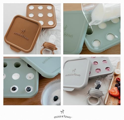 Miniatura 7 de Moss and Fawn Bandeja de cubitos de hielo, molde para congelador para leche materna, fórmula, caldo de huesos, purés y alimentos para bebés, helecho