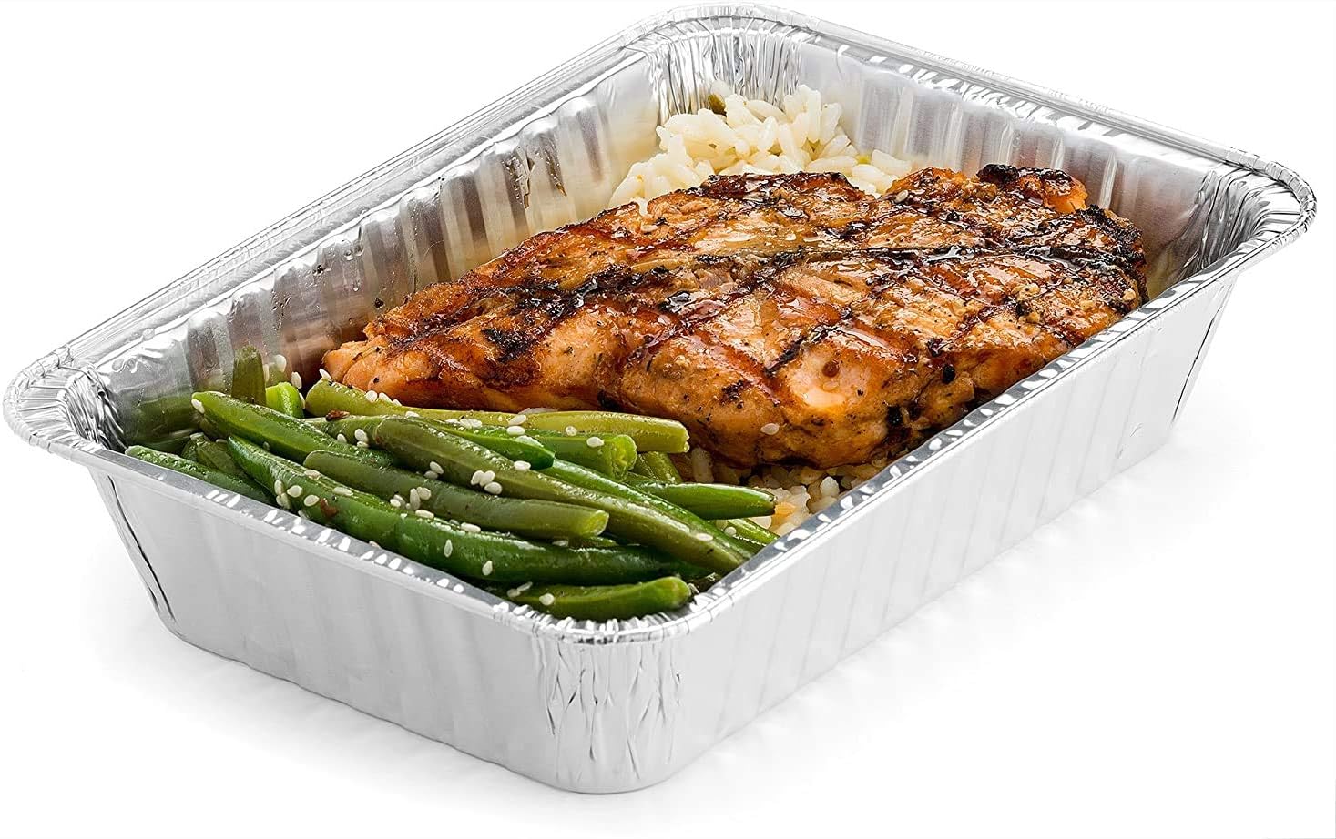 DecorRack 14 Aluminum Pan Disposable with Flat Board Lids, 2.25 Lb Heavy Duty Rectangular Tin Foil Pans, Perfect for Reheating Leftover Food, Baking, Roasting, Meal Prep, to-Go Containers (14 Pack)