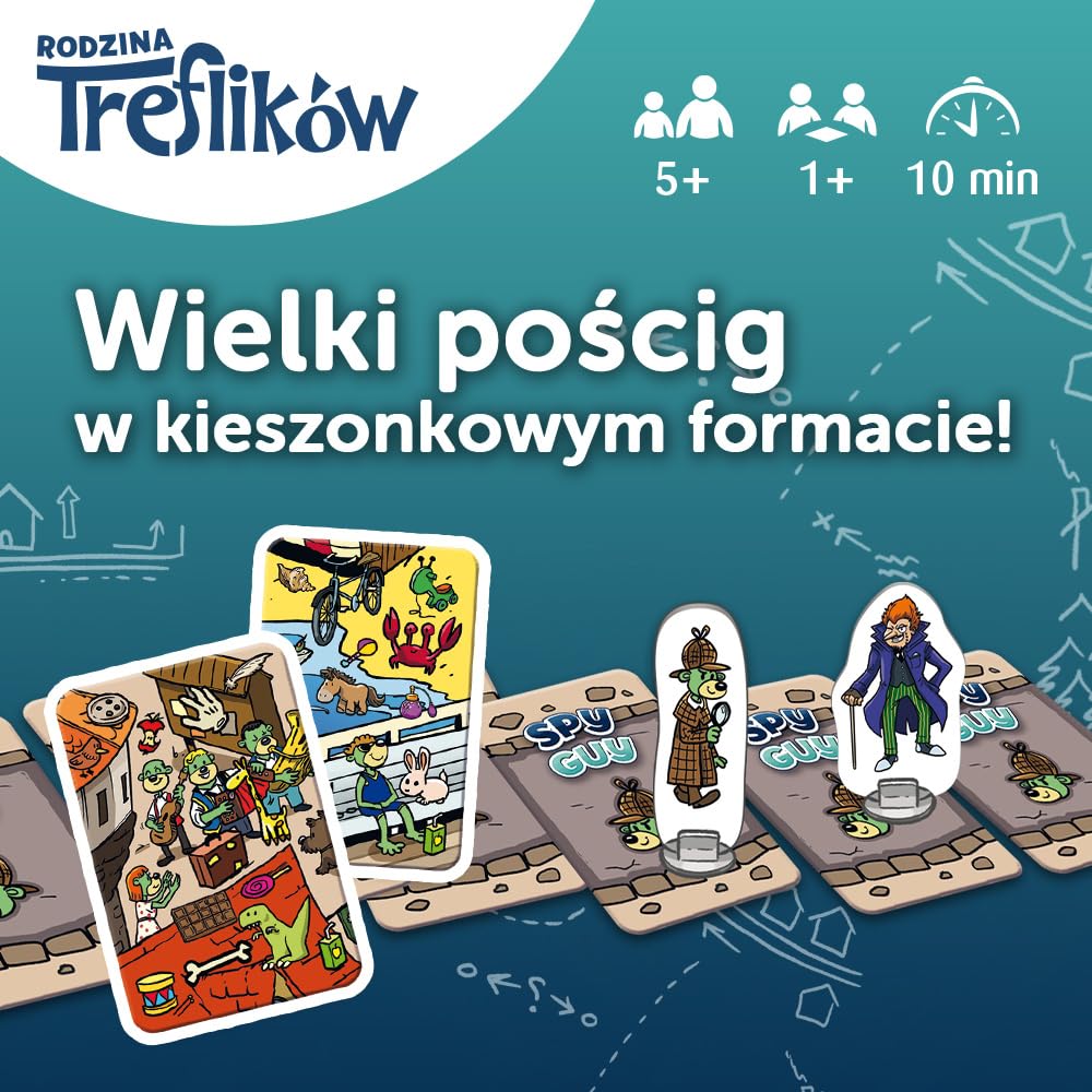Trefl - Spy Guy Gra Karciana - Kooperacyjna Gra Obserwacyjna, Kieszonkowa Gra Rodzinna, Szukanie Poszlak, dla Dorosłych i Dzieci od 5 lat