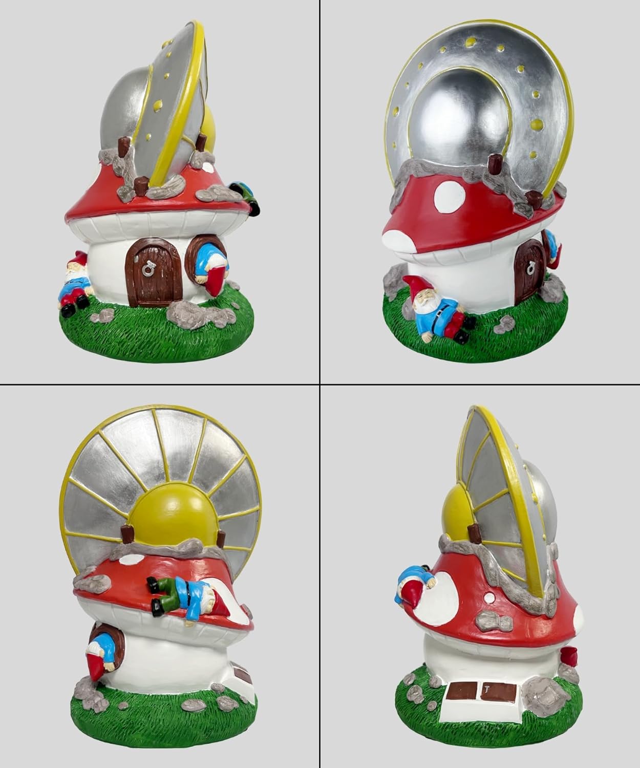 Gnometastic Gnomes UFO Alien Gnome Statue, Funny Garden Gnomes Outdoor Decorations for Yard Patio Lawn Funny UFO Alien Decor and Fairy Garden Accessories, 8.85in UFO Gnome Crash Landing