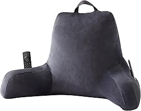 IPYNBAP Back Pillow for Bed Sitting up, Reading Pillow for Sitting in Bed Adult, Back Support Pillow, Memory Foam Sit up Lounge Backrest Pillow with Arms for TV, Couch, Chair, Dorm, 18 Inch, Grey