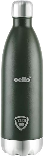 CELLO Swift Insulated Stainless Steel Flask Water Bottle for Daily Use 1000 ml Green | ISI Certified Double Wall Vacuum In...